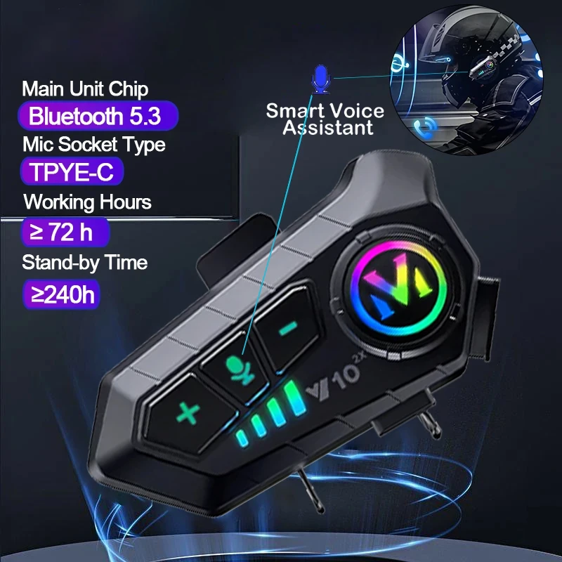Universal Motorcycle Helmet Intercom Headset - V10 2X Bluetooth мотоциклетный интерком для