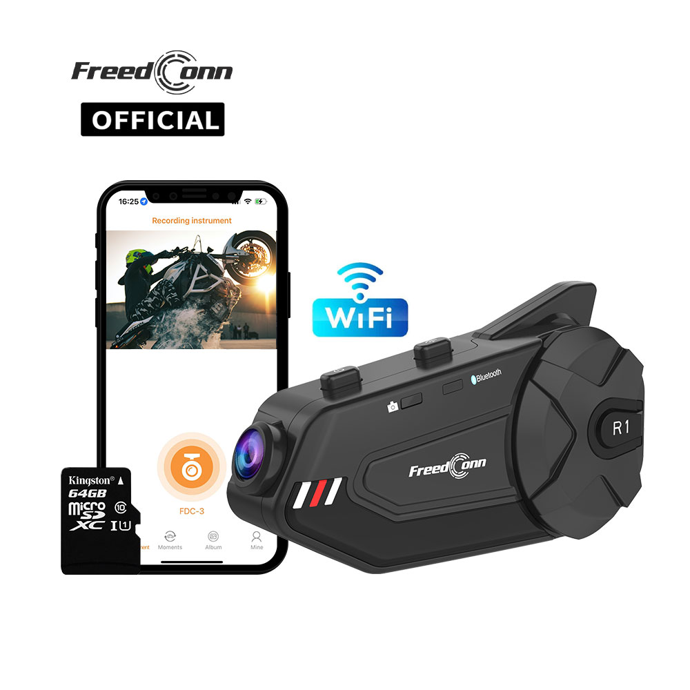 Universal Motorcycle Helmet Intercom Headset - Freedconn R1Plus Bluetooth мотоциклетный домофон, шлем,