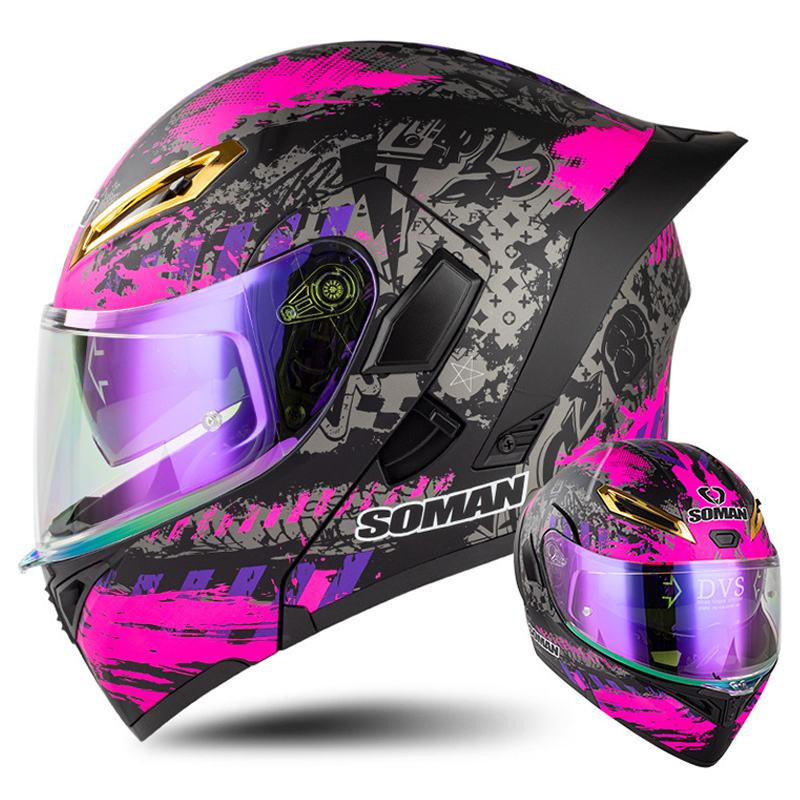 Modular Flip Up Motorcycle Helmet Dot Approved - Мотоциклетный шлем с двойным объективом, утвержденный