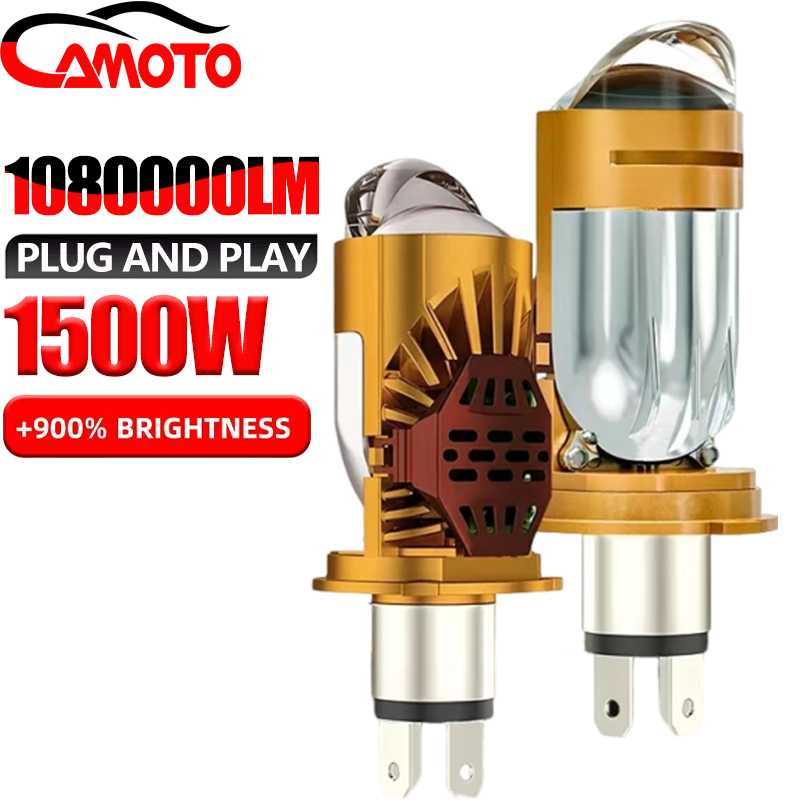 Universal Motorcycle Led Headlight Projector - CAMOTO Двухсветодиодный линзовый проектор H4 Мини