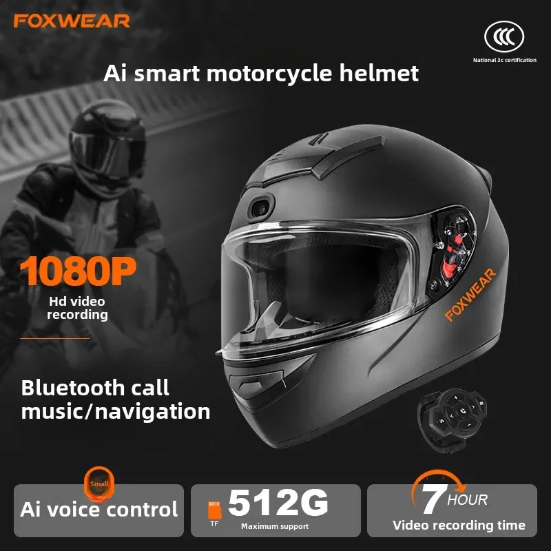 Full Face Motorcycle Helmet With Bluetooth - Мотоциклетный шлем AI Intelligence с камерой