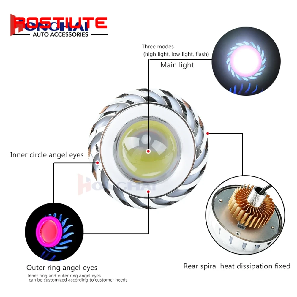 Дальний/ближний свет, двойные  – обзор и цена Universal Motorcycle Led Headlight Projector